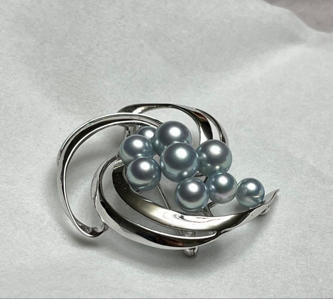 TASAKI 希少 美品 田崎真珠 ブルーパール ブローチ ベビーパール 黒真珠