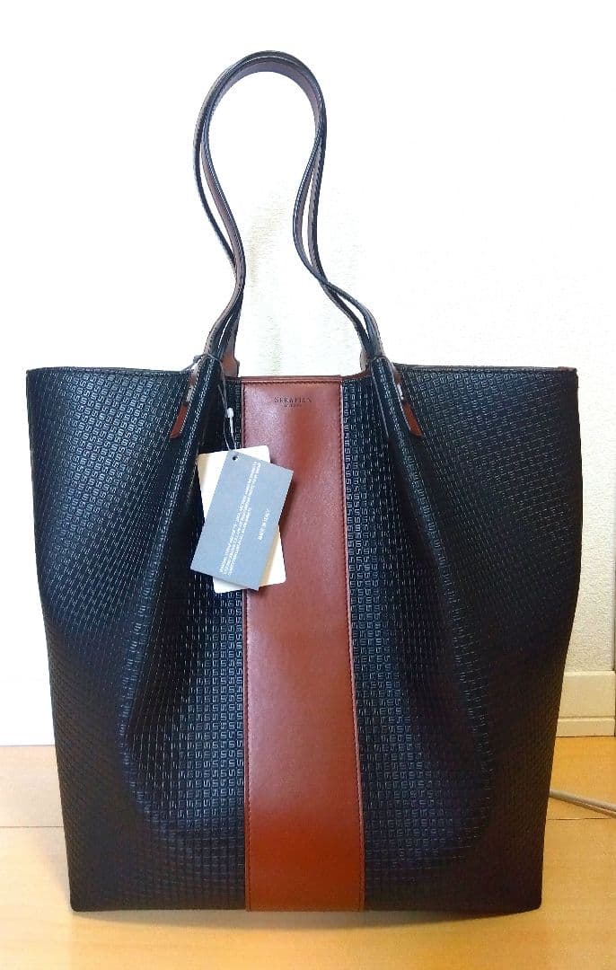 【新品未使用】SERAPIAN トート V Black/Cuoio