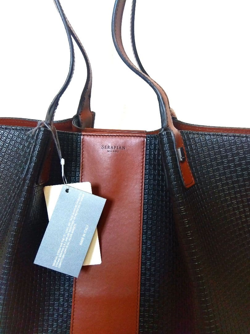 【新品未使用】SERAPIAN トート V Black/Cuoio