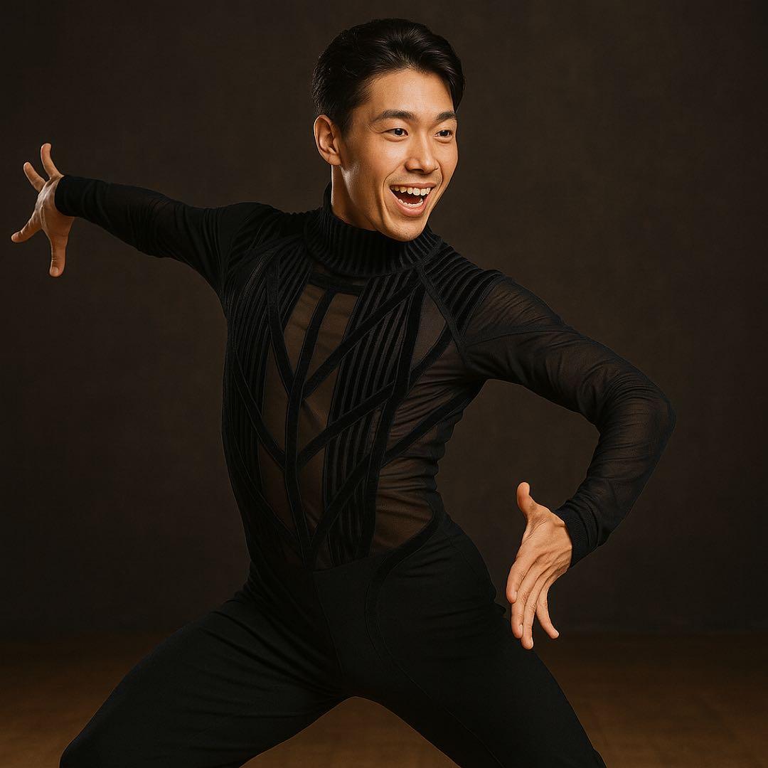 gentil 黒ラテンシャツ M 新品タグ付 競技社交ダンス用