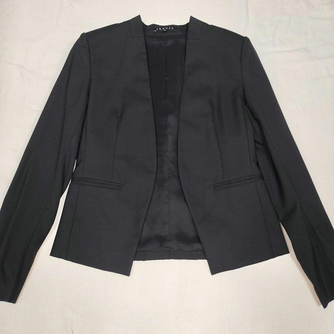 セオリー ノーカラージャケット フレアパンツ セットアップ　LANAI 黒