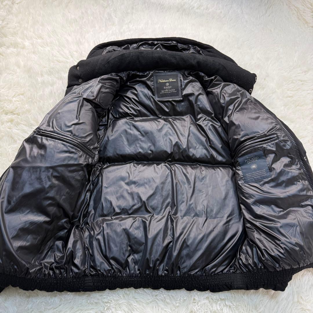 美品　ナノユニバース　西川ダウンジャケット フード付き　脱着可　ブラックLサイズ