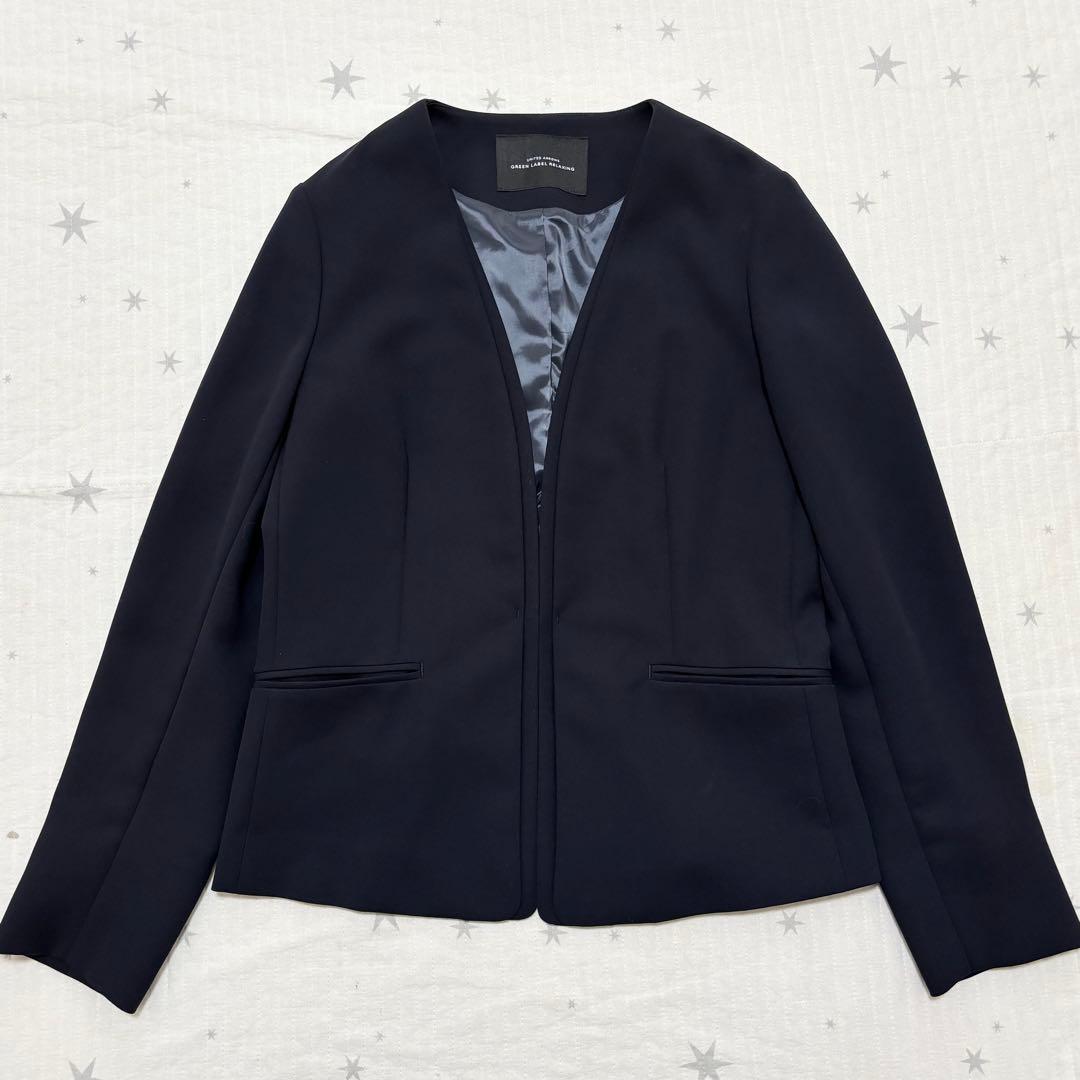 グリーンレーベルリラクシング　ノーカラー ダブルクロス パンツスーツ Mサイズ