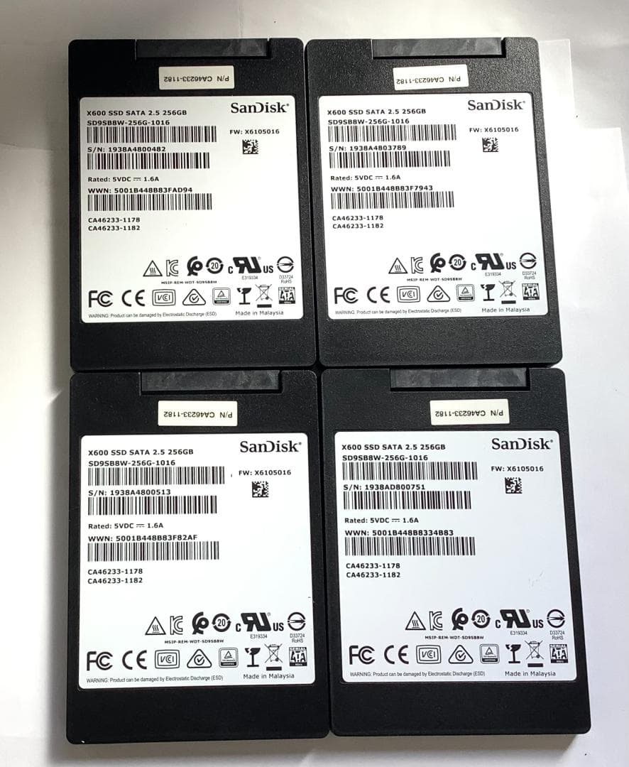 ②-WA282-SanDisk SATA 256GB 2.5インチ SSD 4点