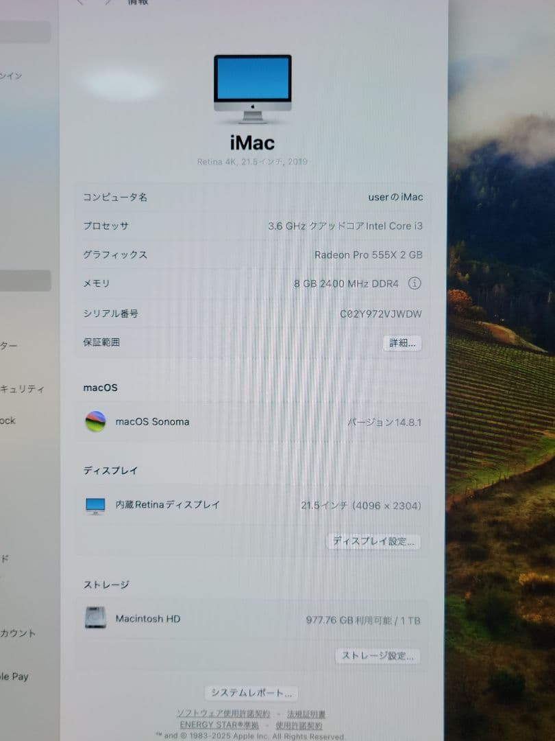 Macデスクトップ iMac Retina 4K 2019 i3/8G/1TB