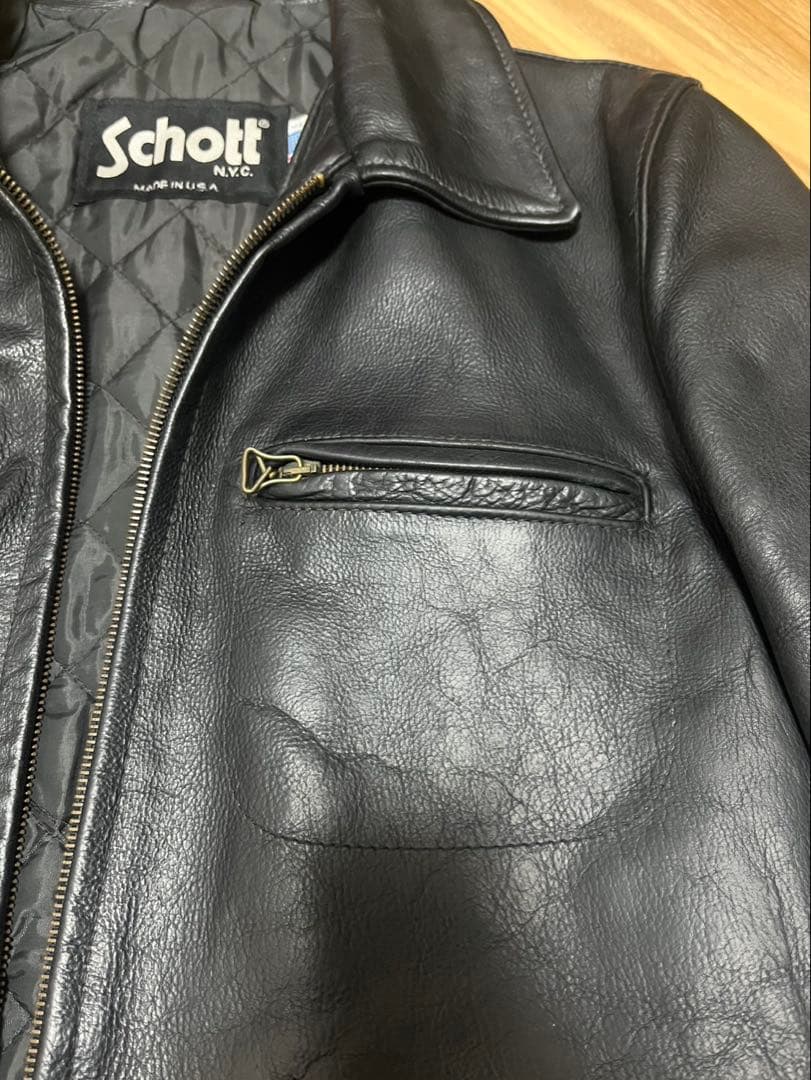 schott トラッカーズジャケット634 ブラック 32 襟付きSサイズ相当