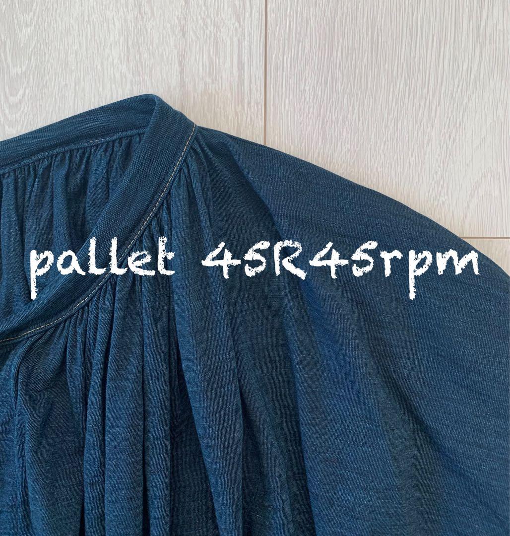 45R45rpm スーピマ天竺のギャザーブラウス(インディゴ)