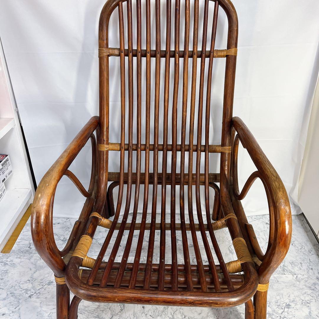 ラタン　藤　ヴィンテージ　チェア　昭和　レトロ　肘付き