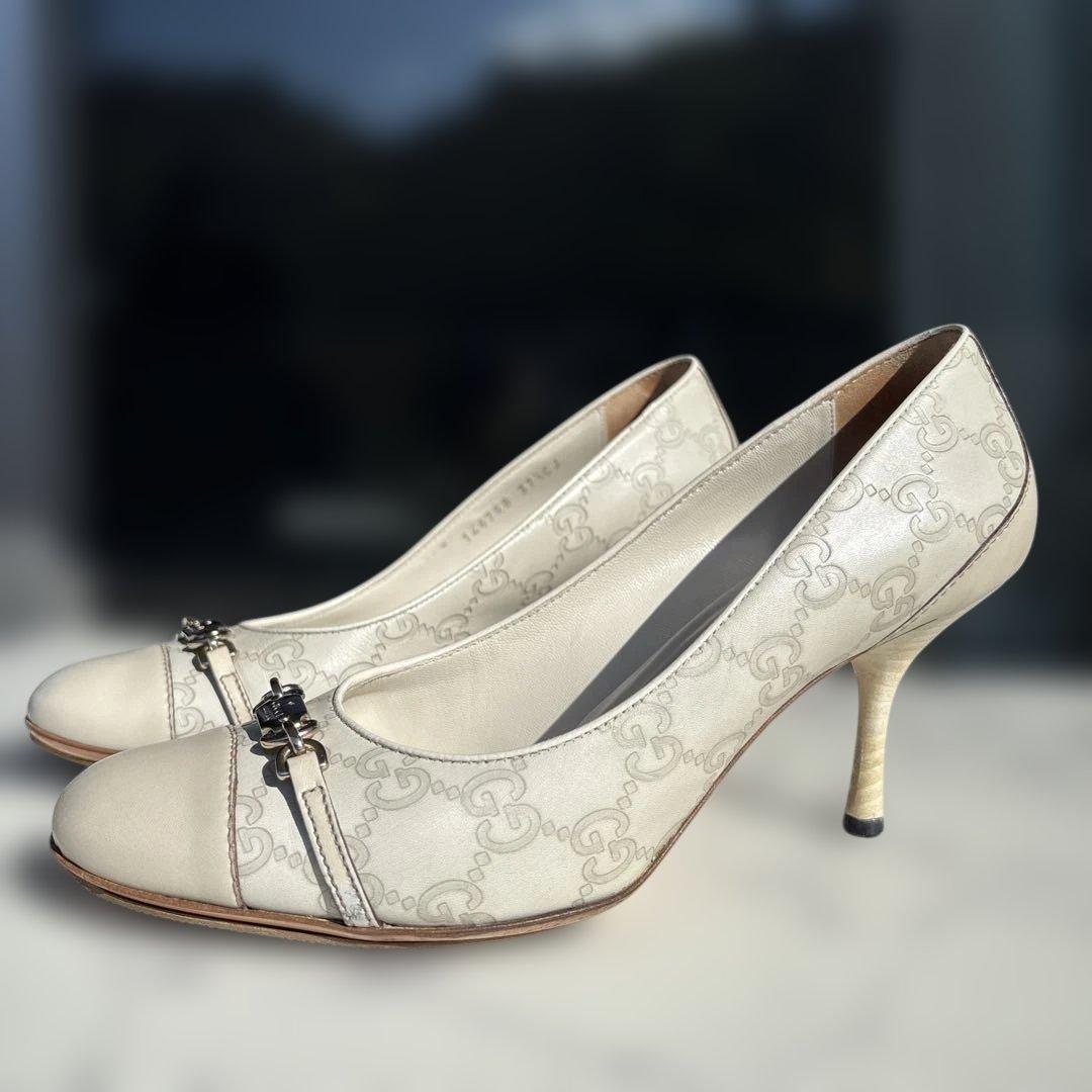 GUCCI シマレザー　ＧＧロゴ　パンプス　シューズ　ヒール　グッチ　スニーカー