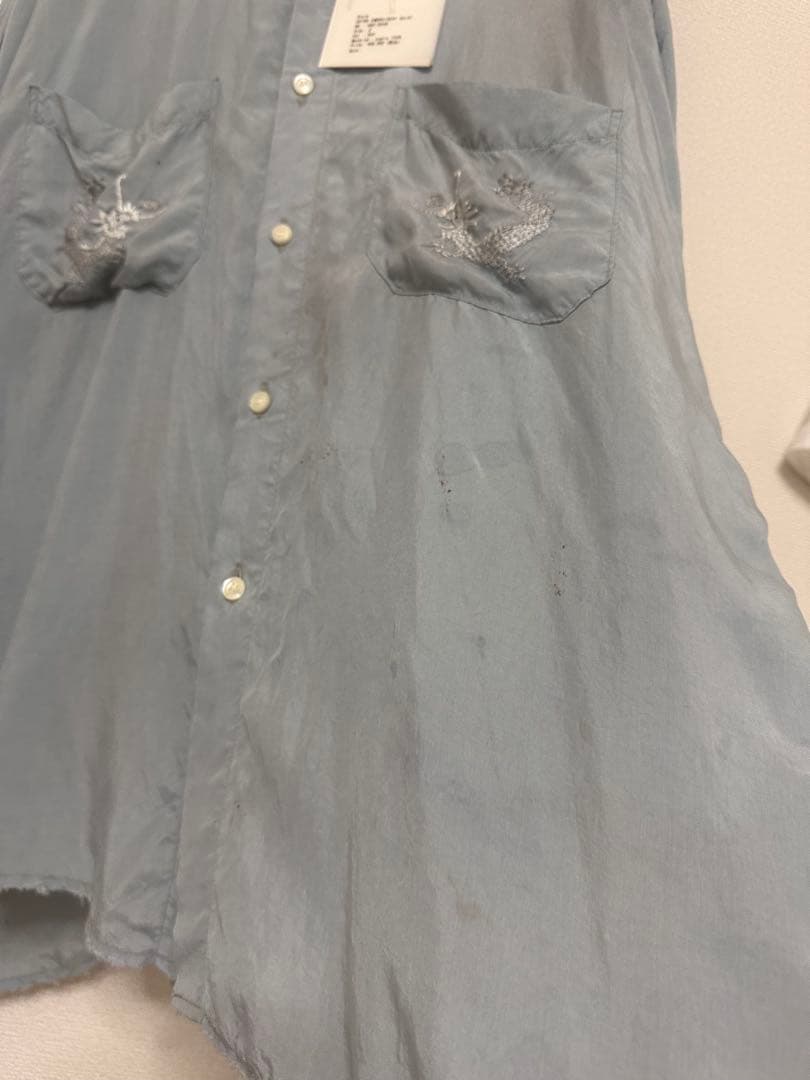 トップス ANCELLM AGING EMBROIDERY SHIRT SAX 25SS