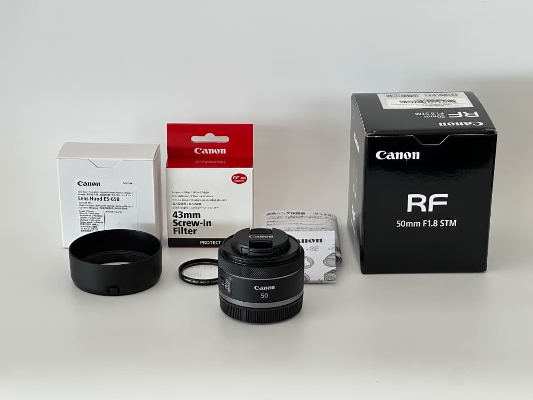 【美品】Canon RF50mm F1.8 STM / フード、フィルター付