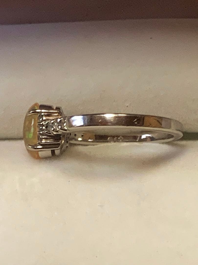 アクセサリー PT Mexican Opal Ring + Diamonds