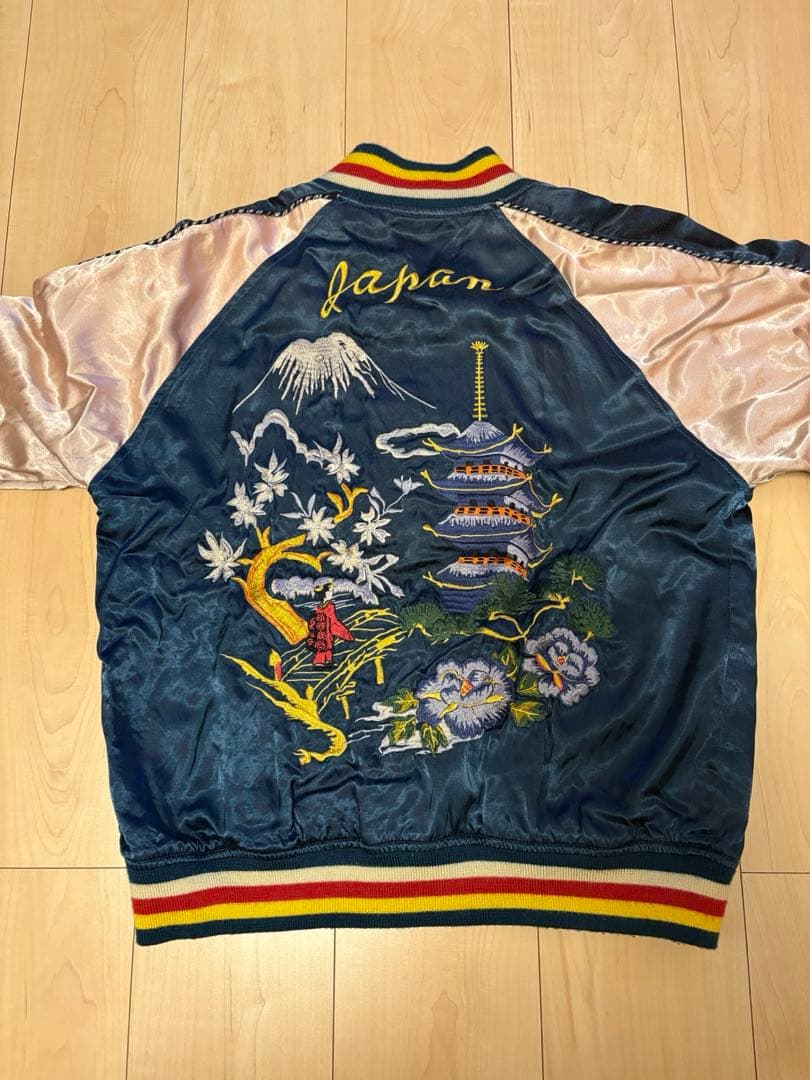 HOUSTO スカジャン 東洋 アメカジ 刺繍 サテン ジャケット リバーシブル