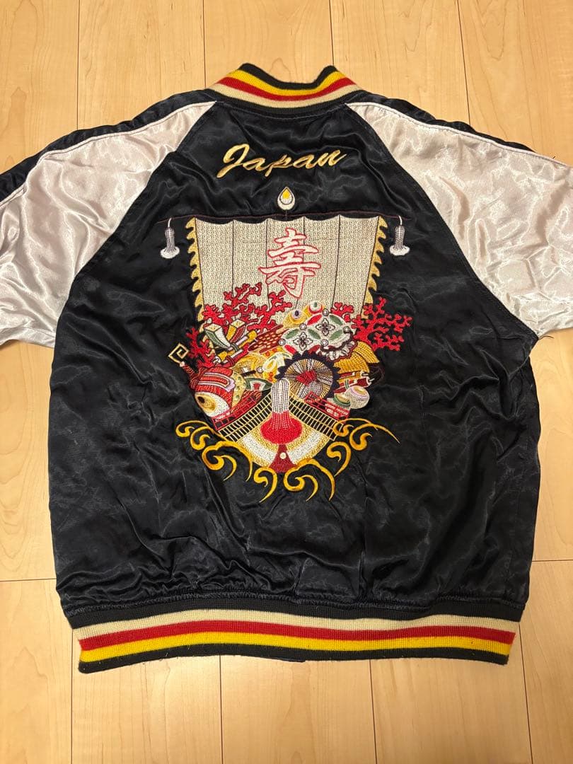 HOUSTO スカジャン 東洋 アメカジ 刺繍 サテン ジャケット リバーシブル