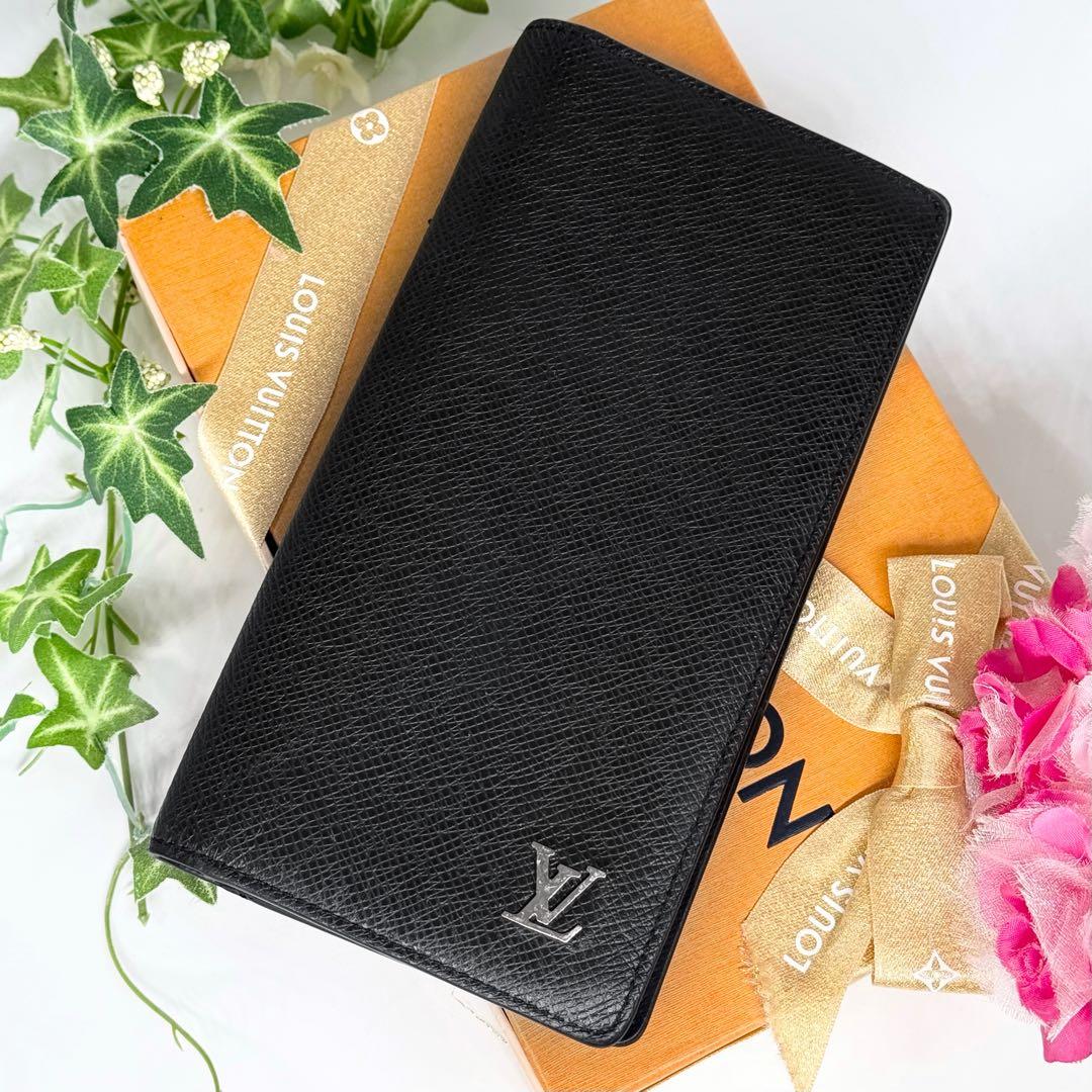 ✨美品 IC内蔵✨ルイヴィトン タイガ シルバーロゴ金具 ブラザ 長財布 黒牛革