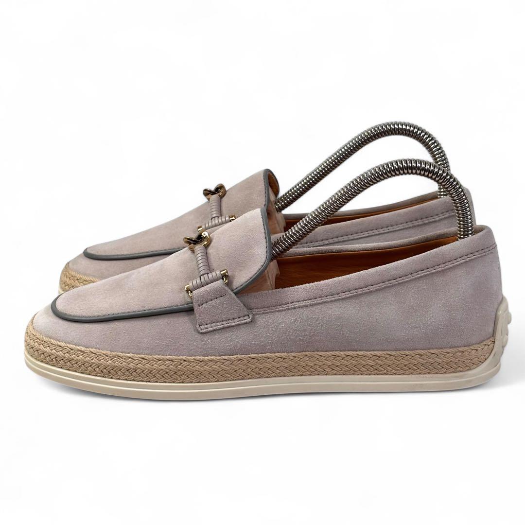 美品 トッズ 34 21 スエード ローファー ホースビット スリッポン