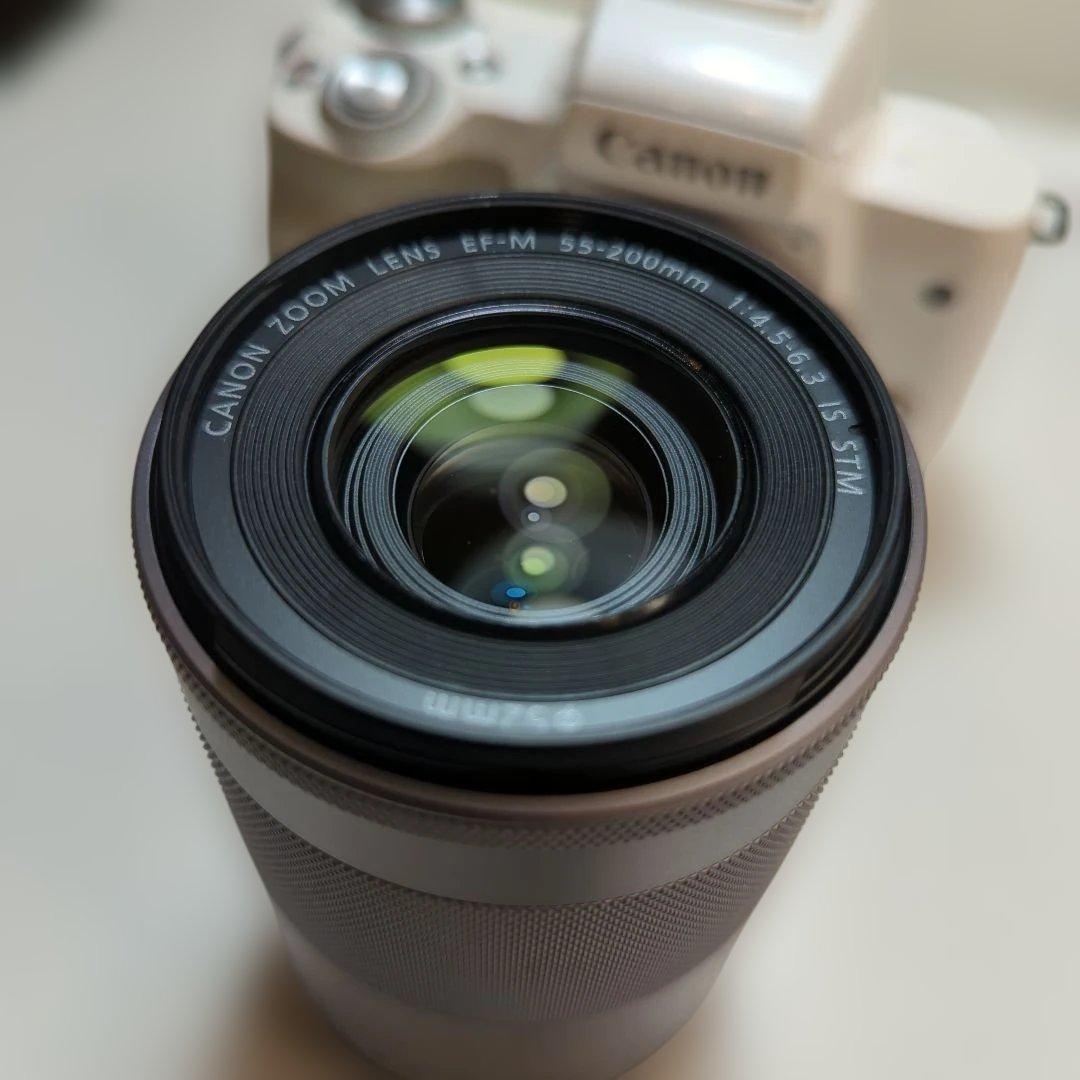 ♪Canon EOS kiss M ホワイト ミラーレスカメラ レンズ3本付き