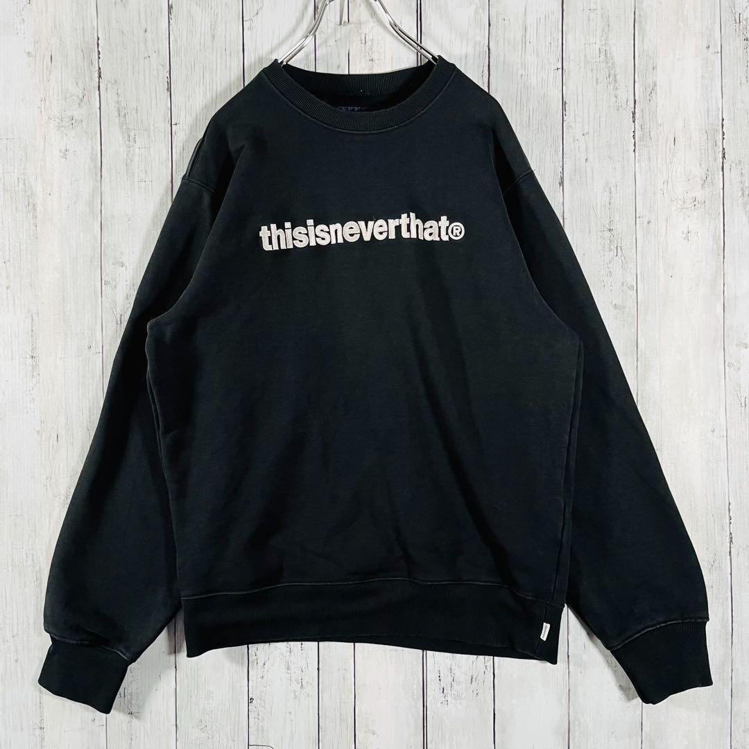 ディスイズネバーザット スウェット トレーナー 刺繍ロゴ ブラック XL