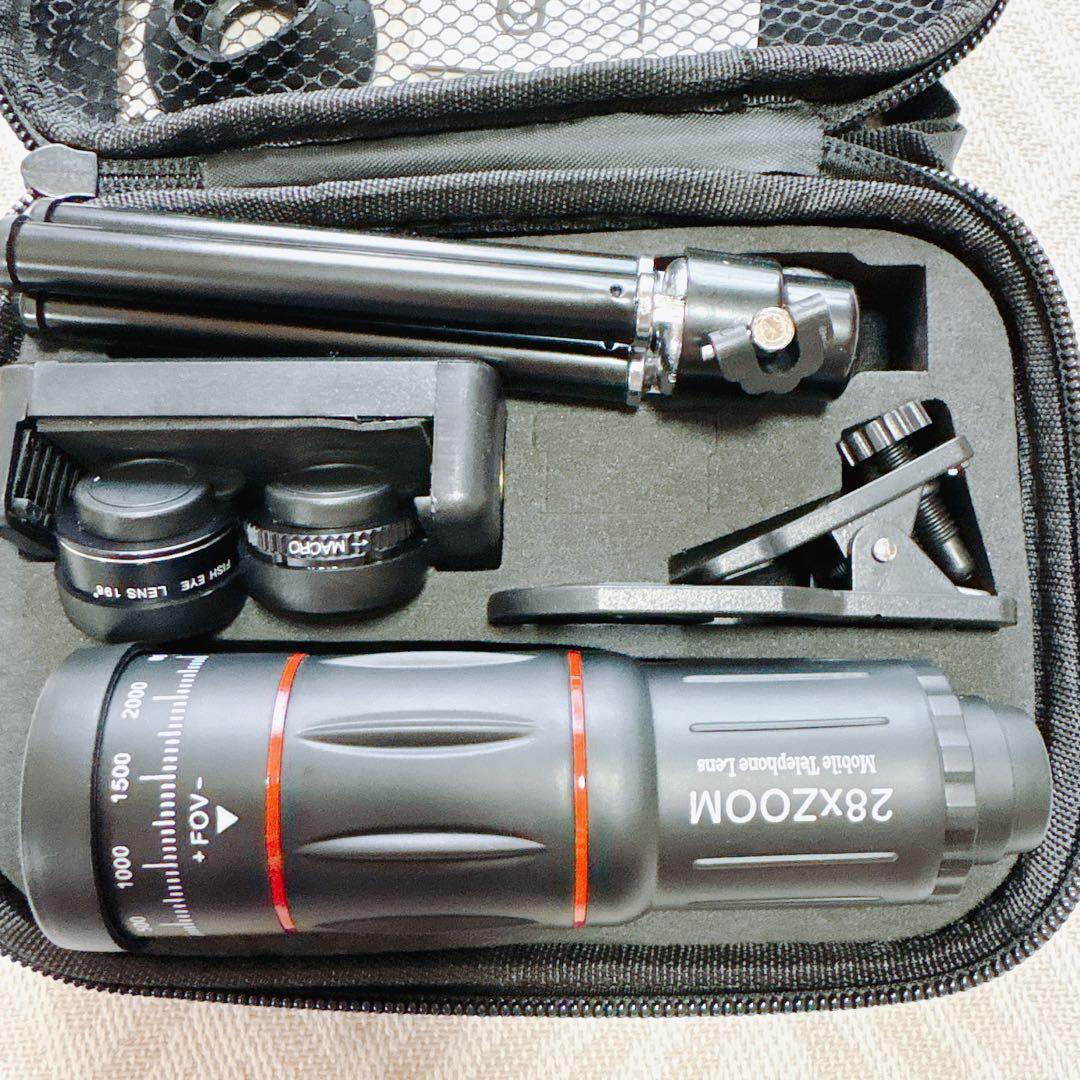 携帯電話　カメラレンズキット　ミニ三脚　単眼　望遠鏡　カメラズームレンズ