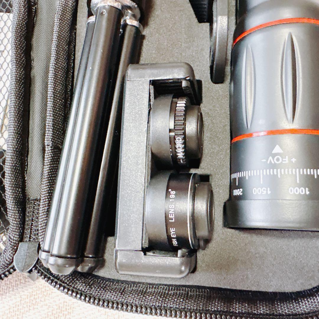 携帯電話　カメラレンズキット　ミニ三脚　単眼　望遠鏡　カメラズームレンズ