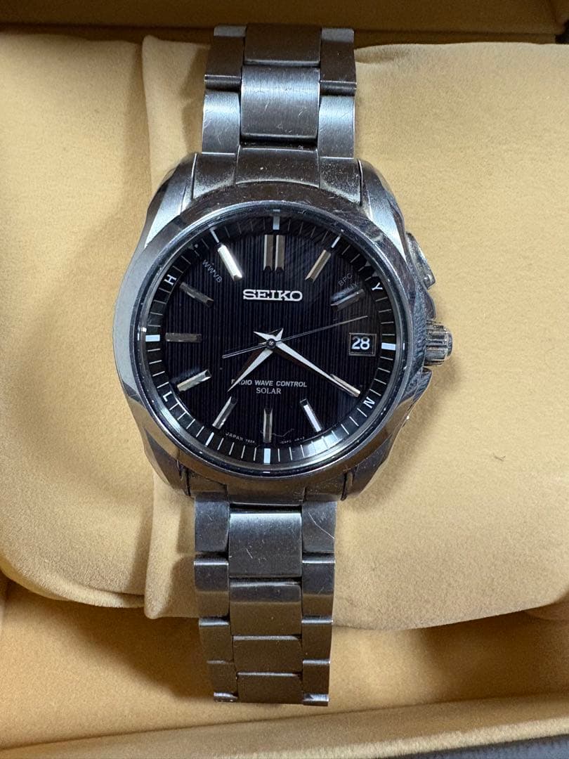 SEIKOセイコー BRIGHTZ ブライツ 電波ソーラーチタン 人気のブラック