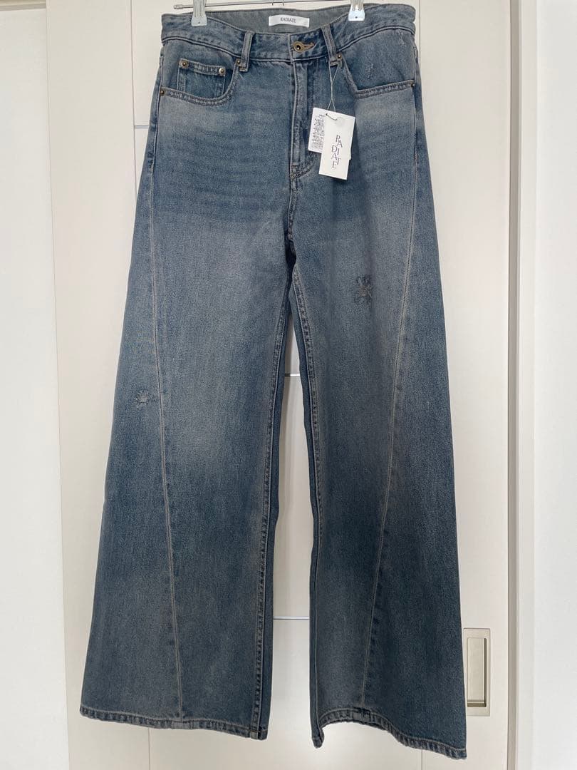 スコットクラブ RADIATE 切り替えデザイン ダメージデニム ワイドパンツ