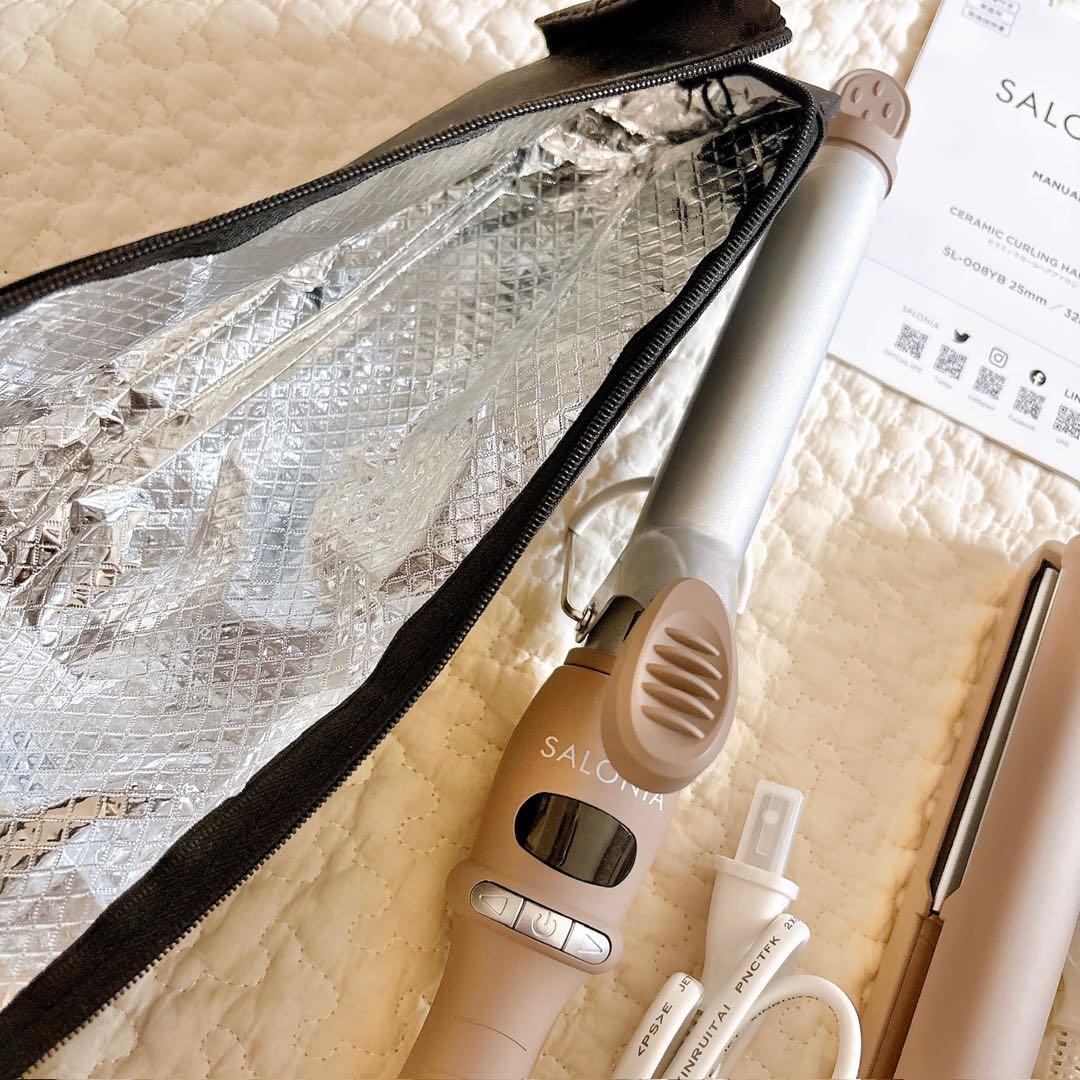 【限定色】サロニア カールヘアアイロン ストレートヘアアイロン ベージュ