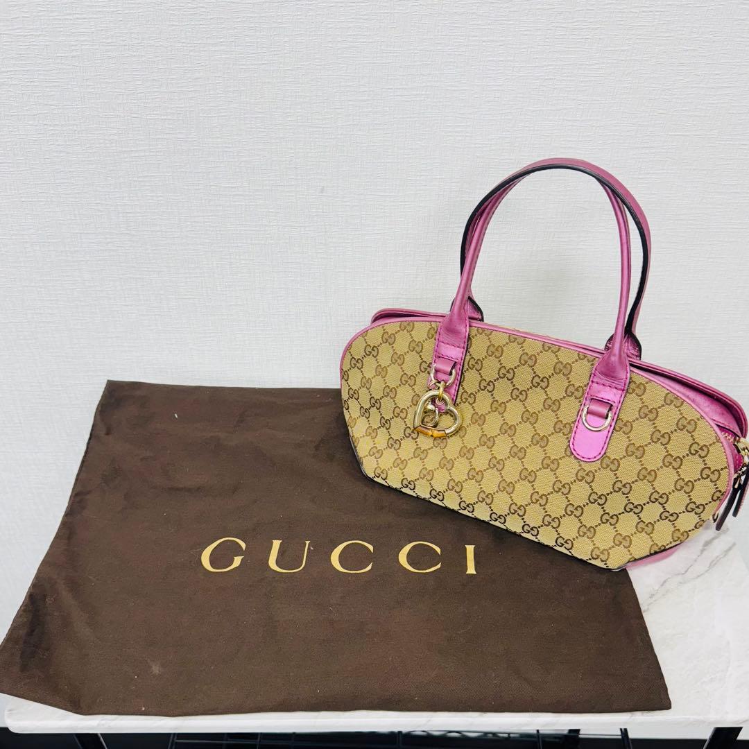 ✨GUCCI✨グッチ✨GG柄✨ブラウン✨ピンク✨ハンドバッグ✨