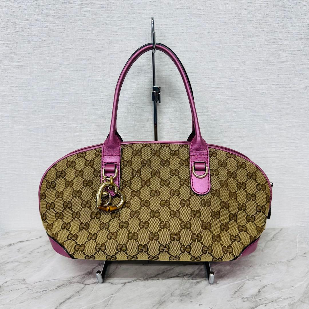 ✨GUCCI✨グッチ✨GG柄✨ブラウン✨ピンク✨ハンドバッグ✨