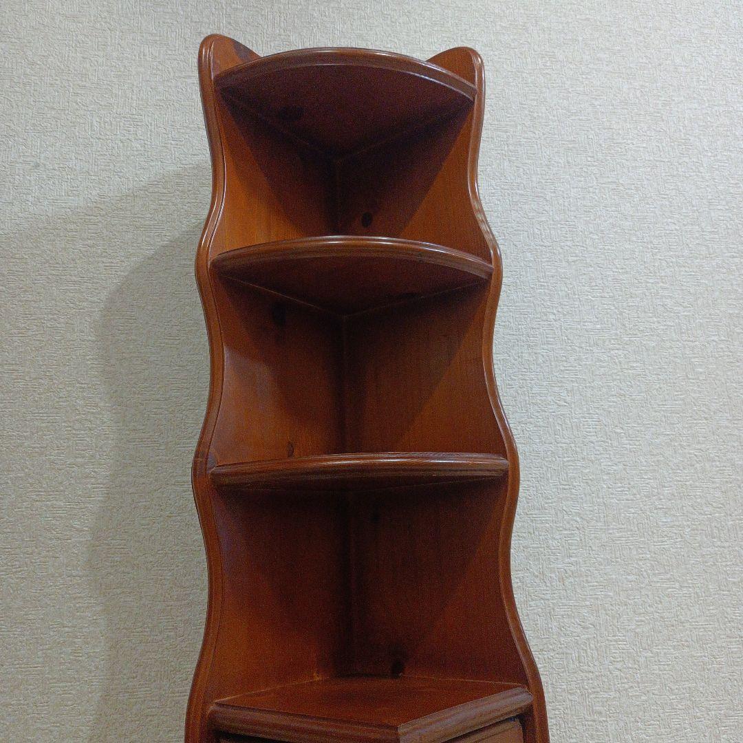 アンティーク　北欧風　木製コーナーラック コーナー飾り棚 3段収納