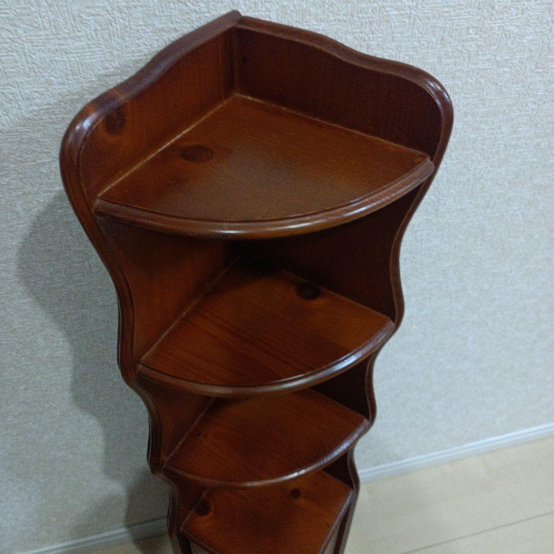 アンティーク　北欧風　木製コーナーラック コーナー飾り棚 3段収納