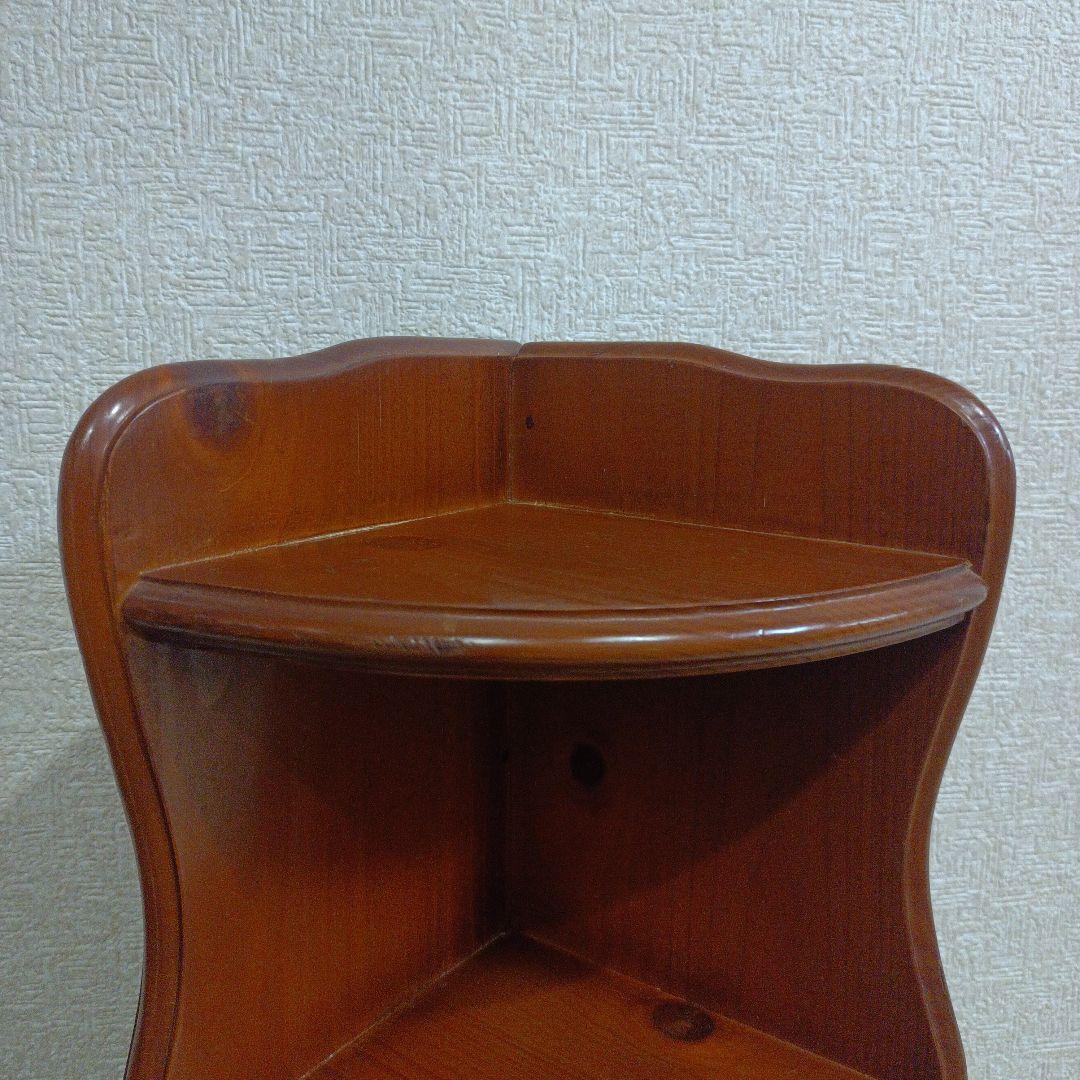 アンティーク　北欧風　木製コーナーラック コーナー飾り棚 3段収納