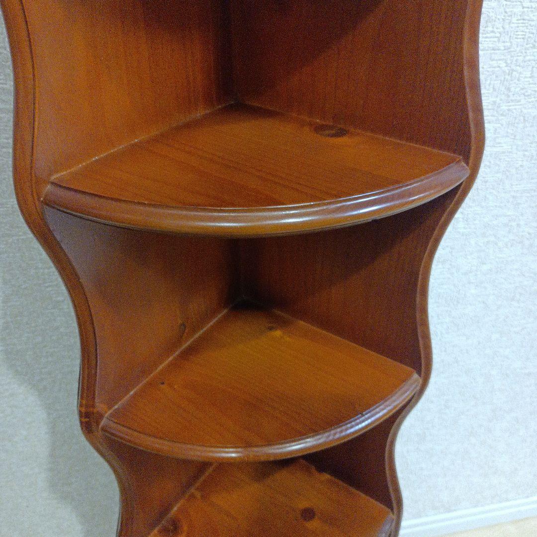 アンティーク　北欧風　木製コーナーラック コーナー飾り棚 3段収納