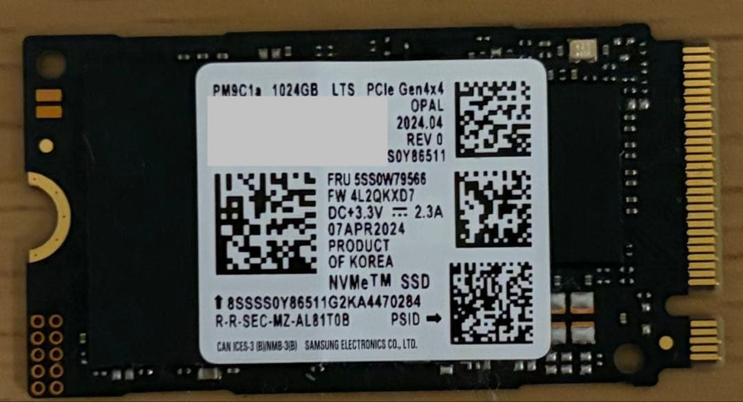 Samsung 1024GB SSD 使用時間47時間