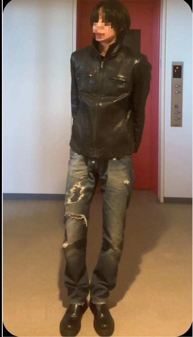 ジャケット・アウター black leather jacket archive opium