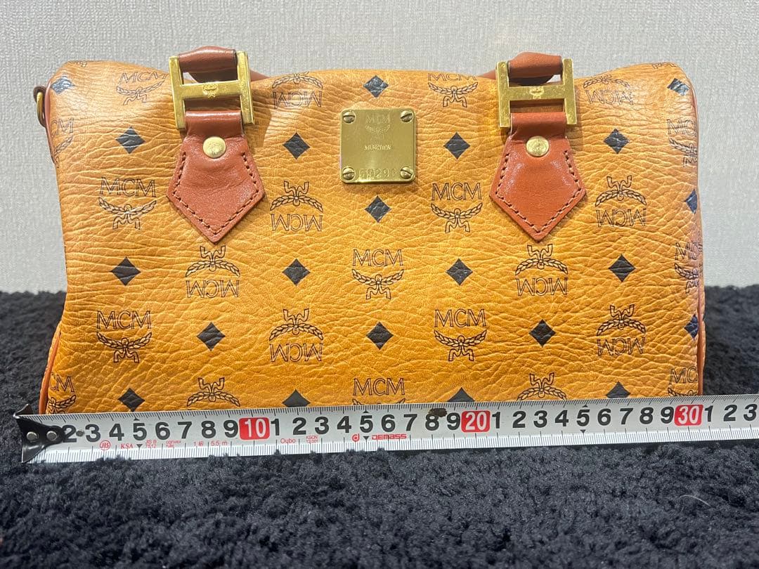 MCM オレンジ レザーボストンバッグ