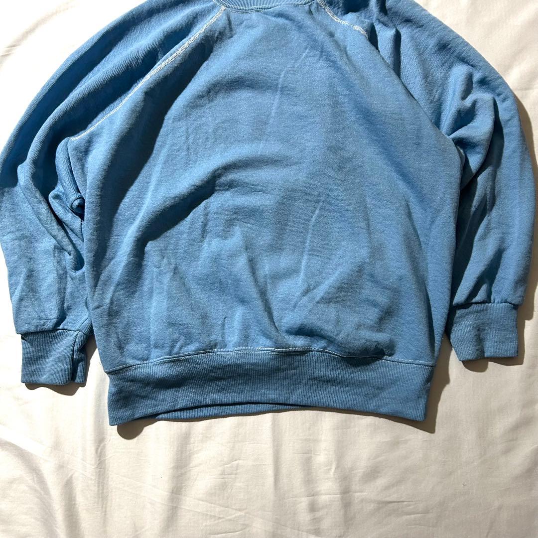 80sミッキーマウスプリント 白足 スウェット vintage 水色 短丈