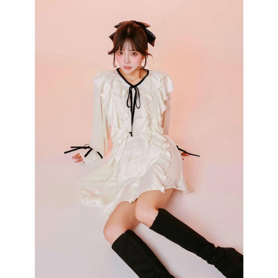 【タイムセール】Darich ダーリッチ　ダブルフリルミニワンピース