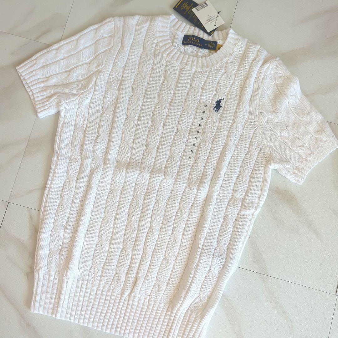 Polo Ralph Lauren ケーブルニット 半袖 M ホワイト