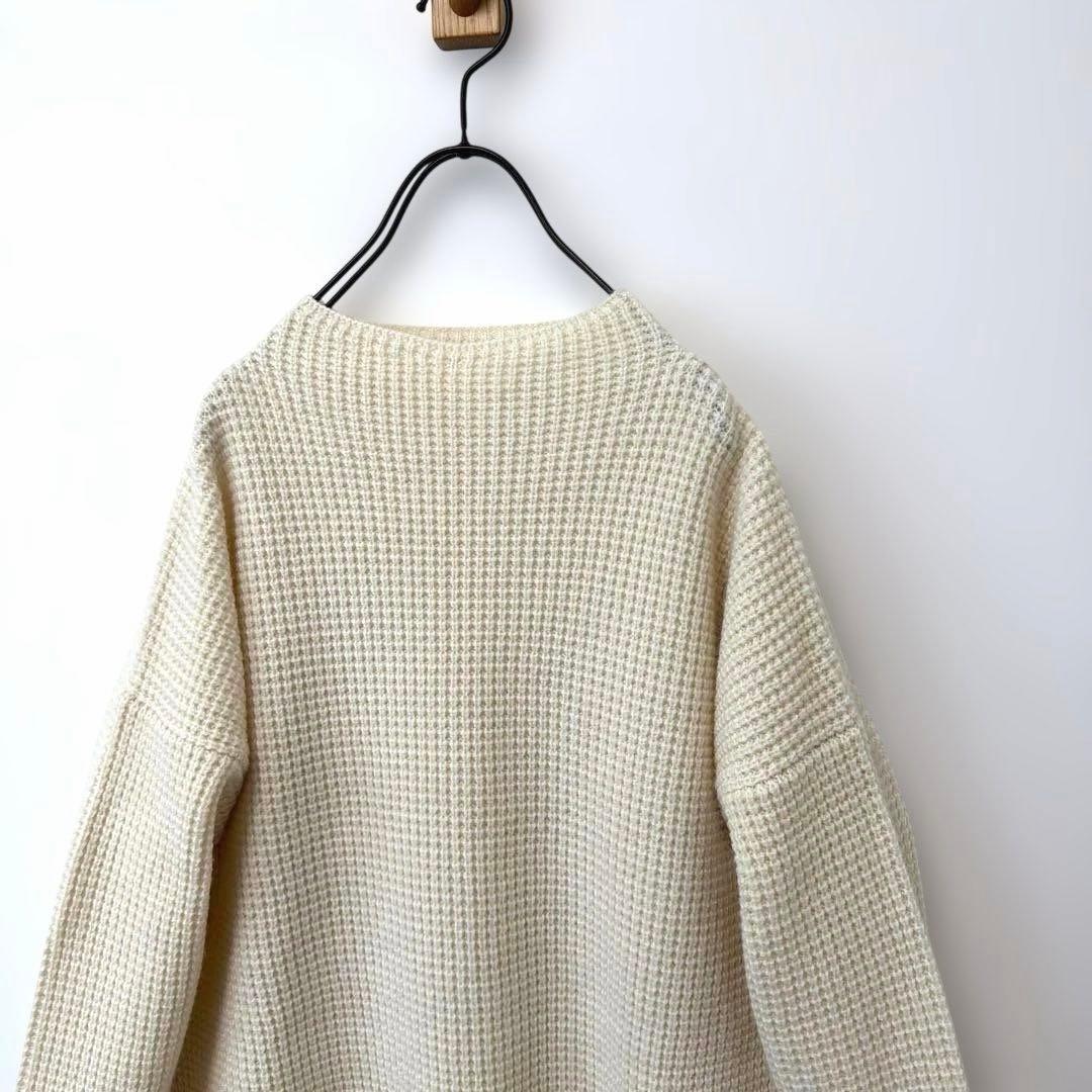 evam eva ウールカシミヤ　畦編み　ハイネックニット　エヴァムエヴァ