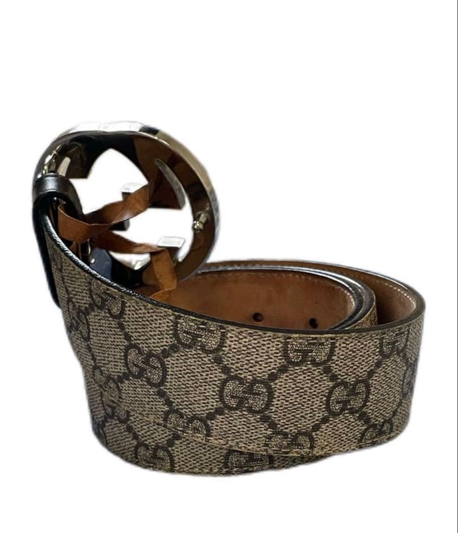 【美品✨】グッチ ベルト インターロッキング GGスプリーム PVC 大きめ
