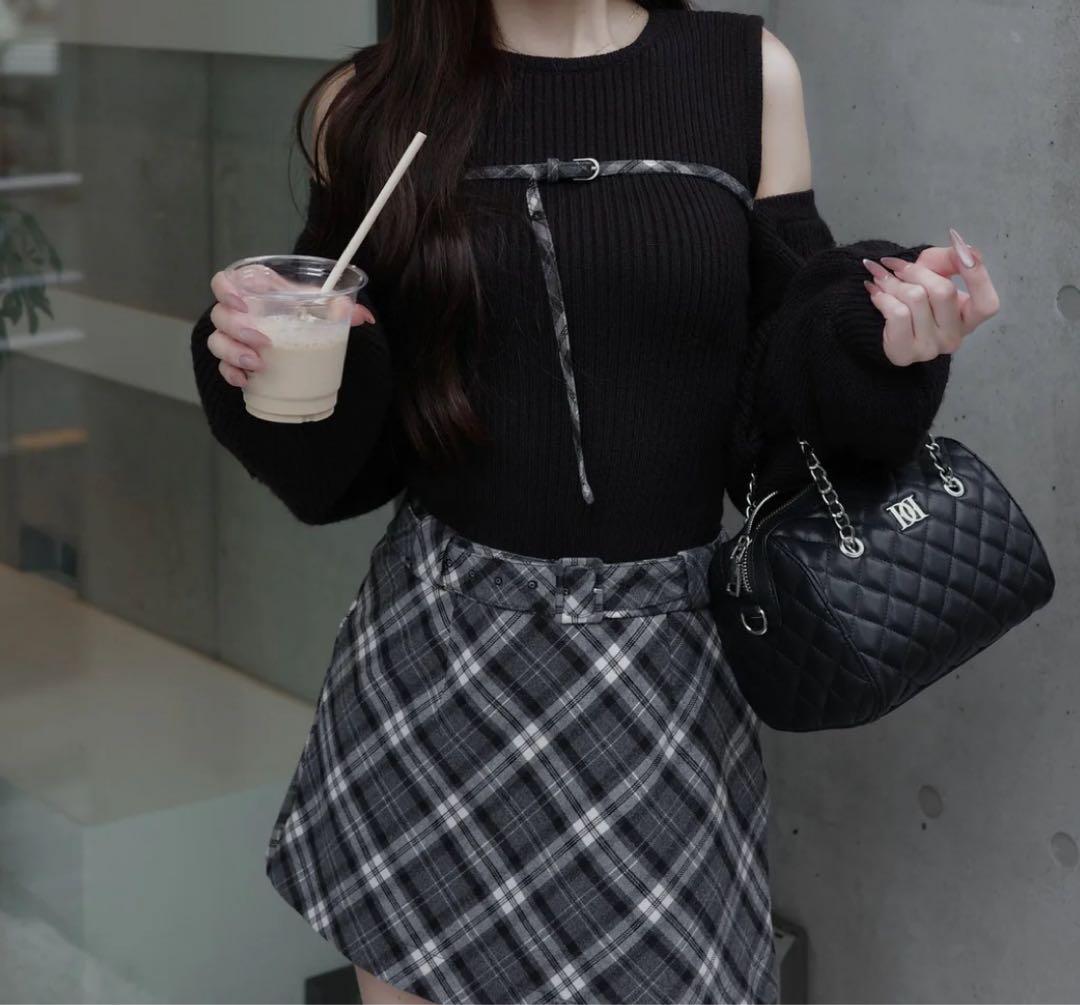 R*♡様 Darich ドッキングミドルウエストニットミニワンピース