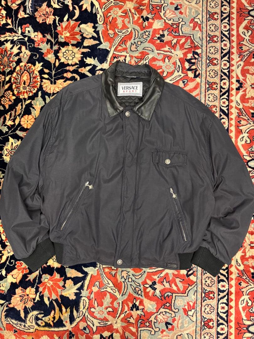 90s VERSACE SPORT レザーカラー ジップブルゾン size52