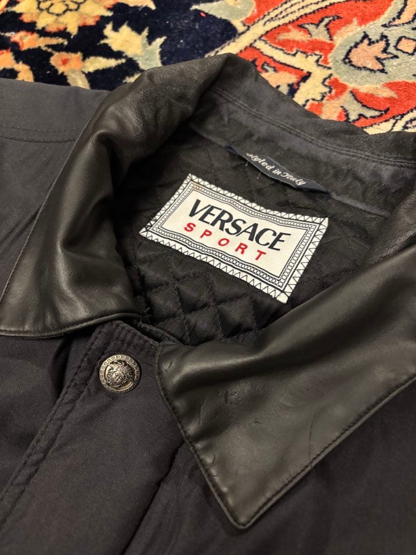 90s VERSACE SPORT レザーカラー ジップブルゾン size52