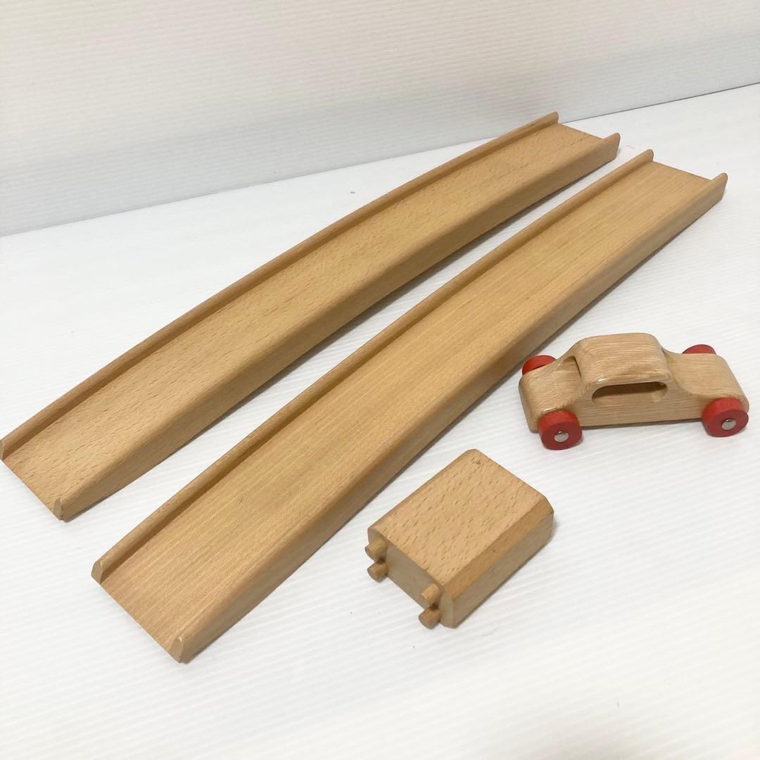デュシマ社 木製 赤いカー 白木 デュシマ鉄橋 知育玩具