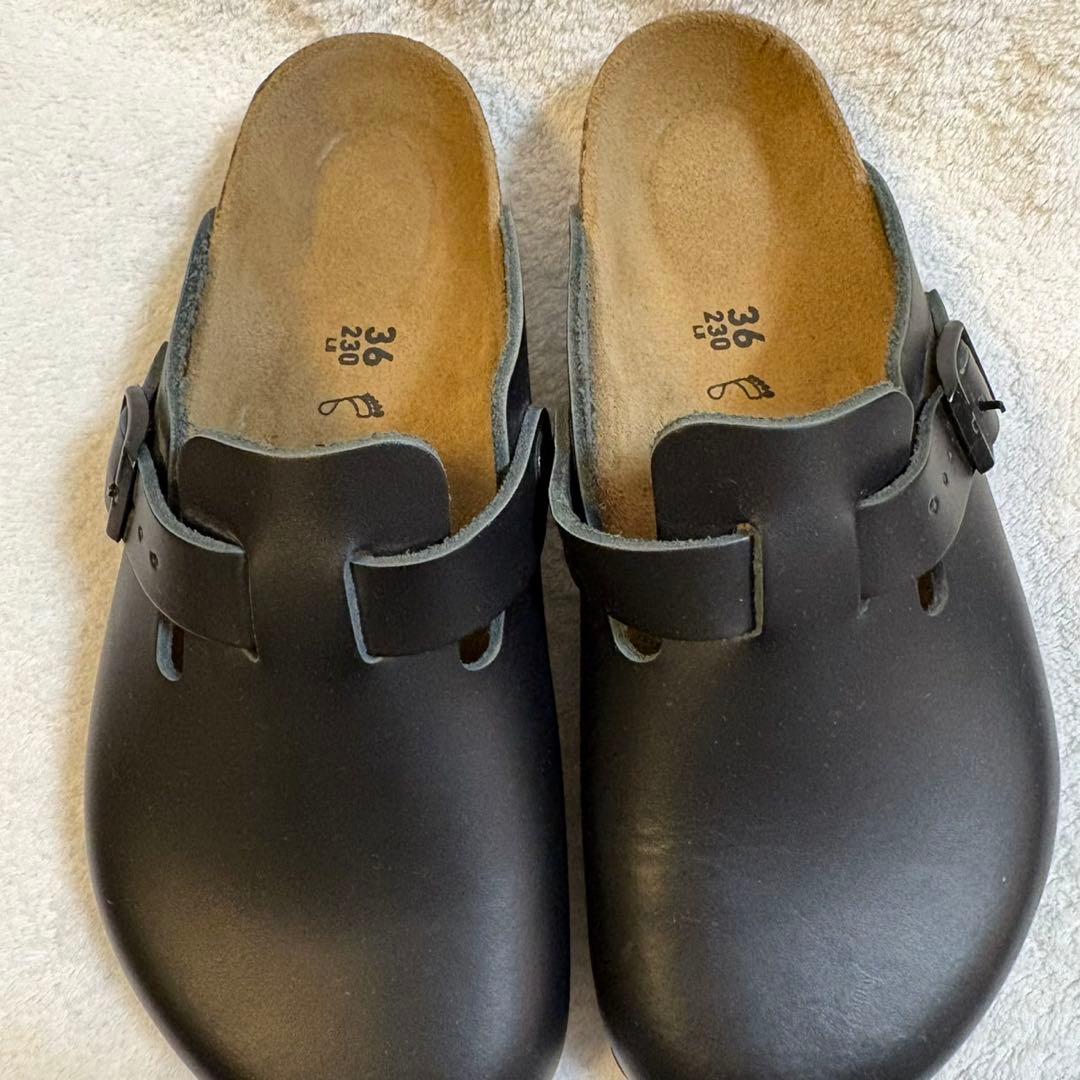 美品 ビルケンシュトック 36 23.0ボストン オイルドレザー サンダル 黒