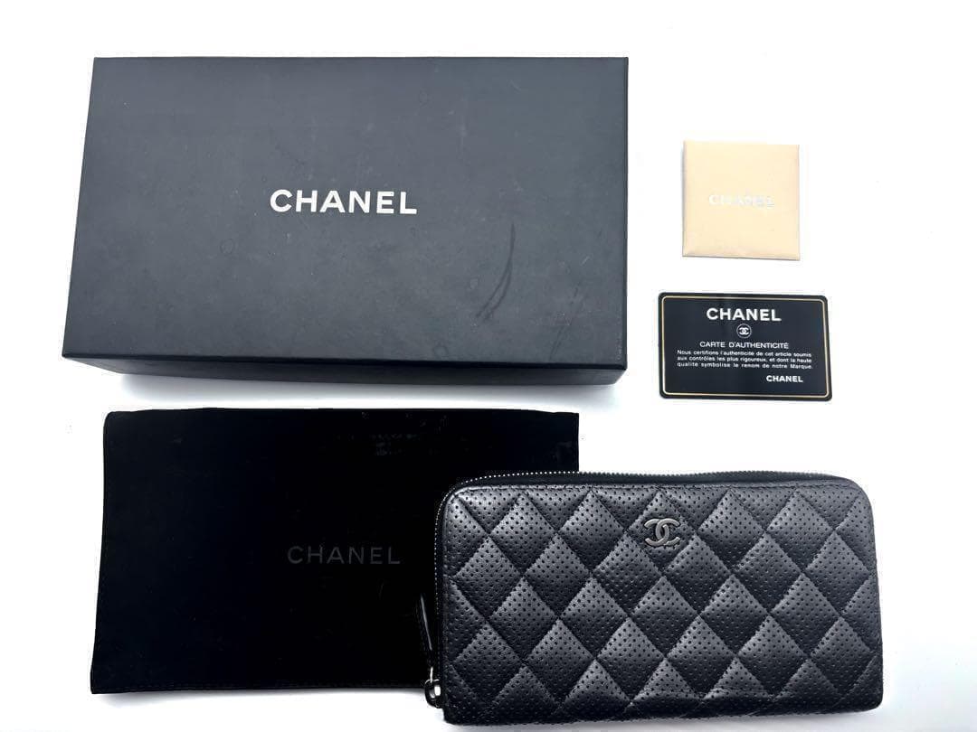 【極美品✨】シャネル 長財布 マトラッセ パンチング ラウンドジップ