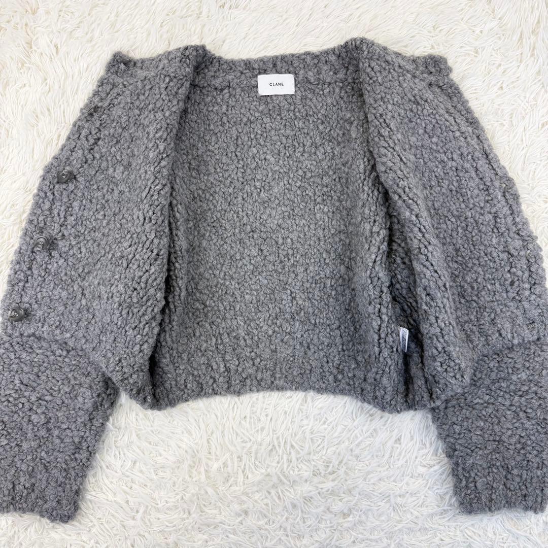 CLANE TEDDY BEAR HAND KNIT TOPS カーディガン 灰