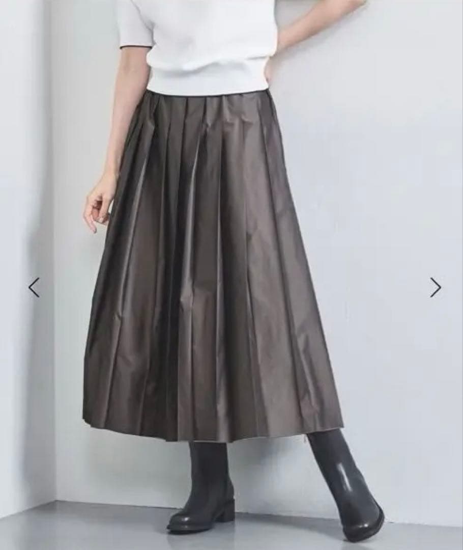 UNITED ARROWS シャブレータフタ プリーツスカート ダークグレイ M