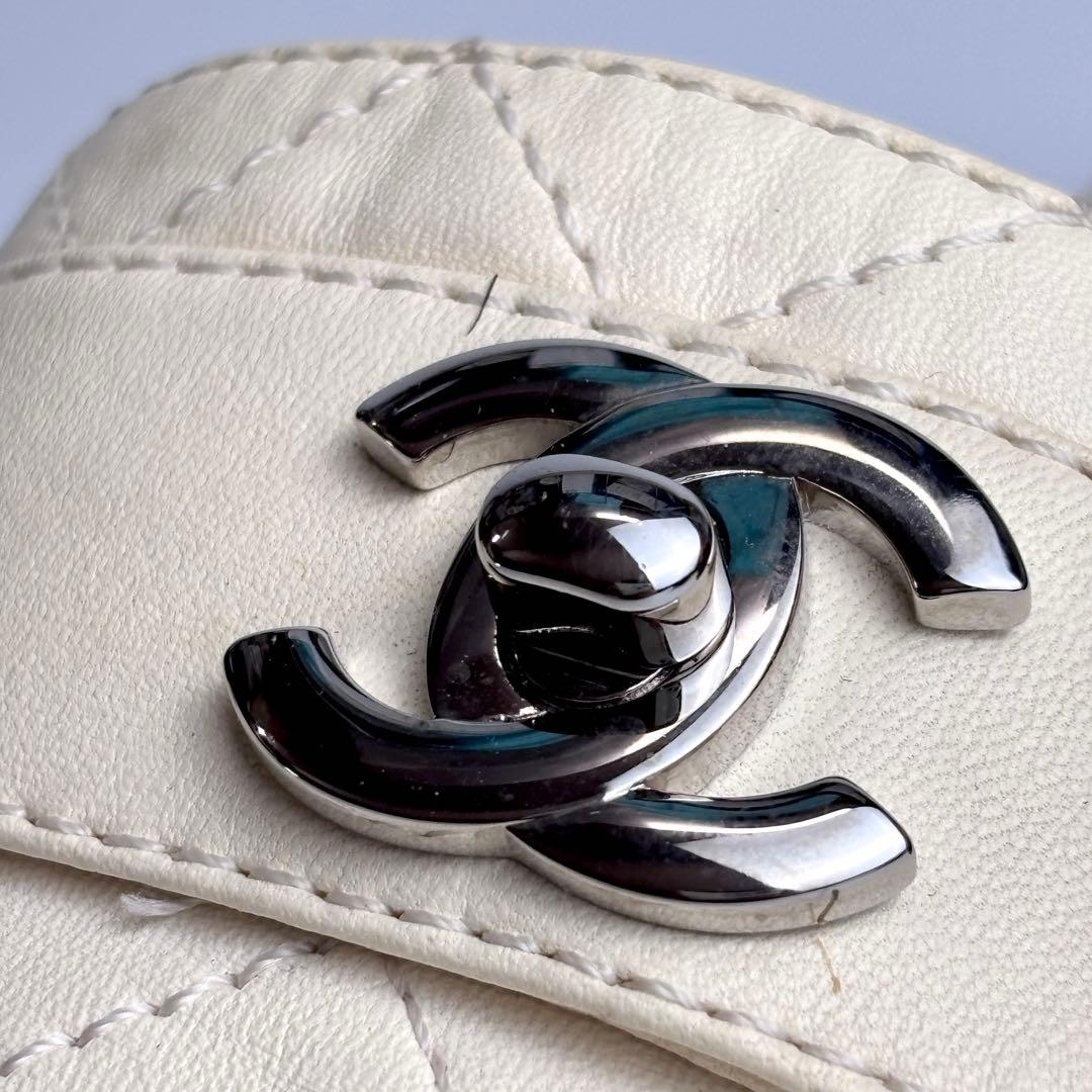 CHANEL シャネル ターンロック ミュール レザー アイボリー ヒール8㎝